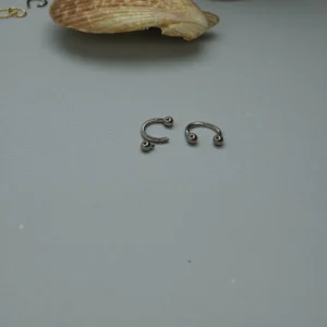 C Shape Ear Studs Silver