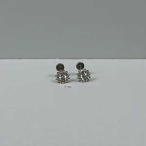 CZ Flower Internally Threaded Ear Studs Silver