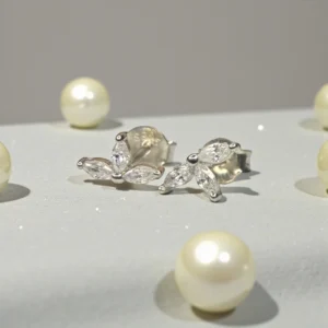 Flower Butterfly Ear Studs Silver
