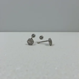 Flower Seven Tiny Zircons Ear Studs Silver 3