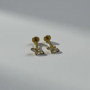 Four Point Star Flatback Ear Studs Golden