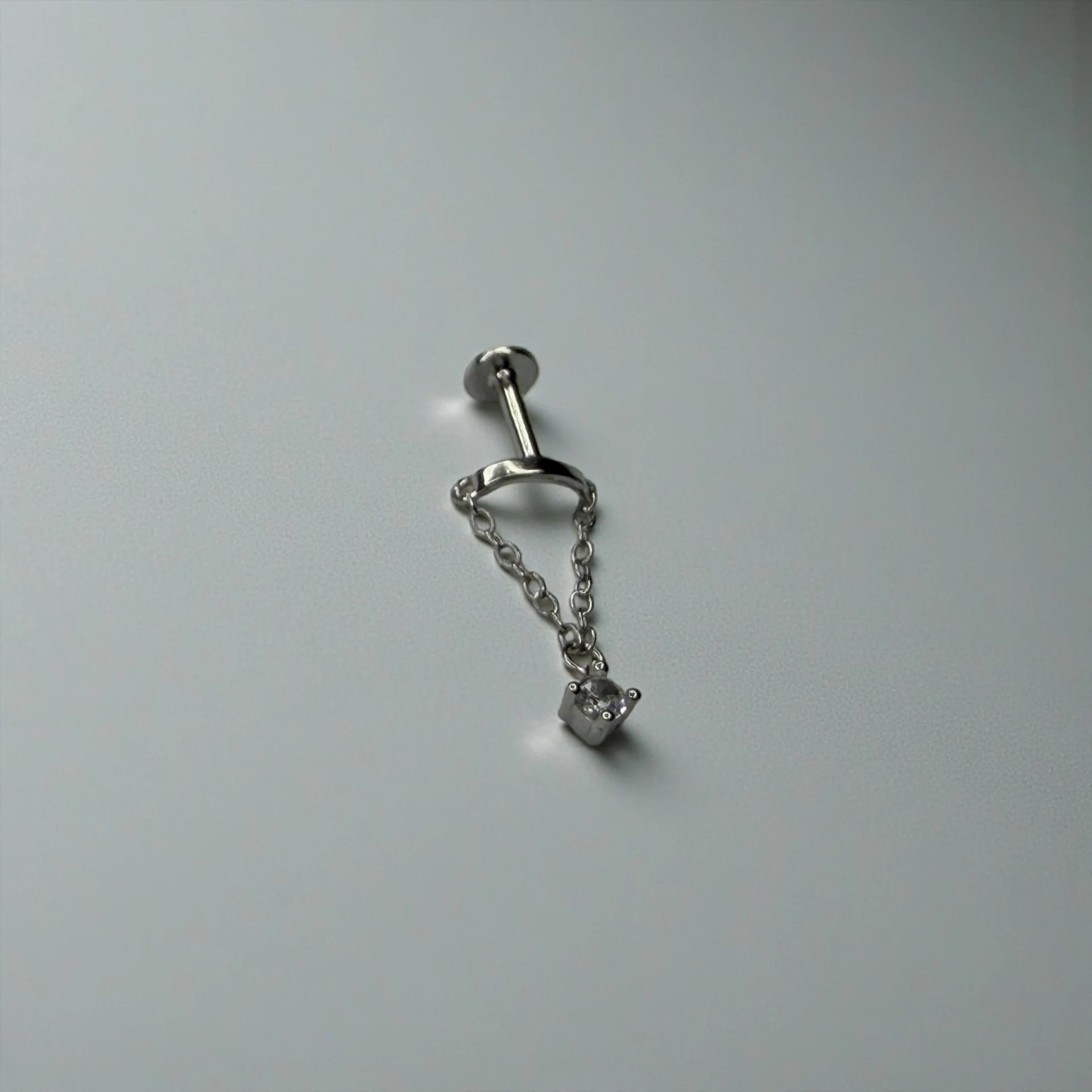 Glamour Drops with Flatback Ear Studs Silver