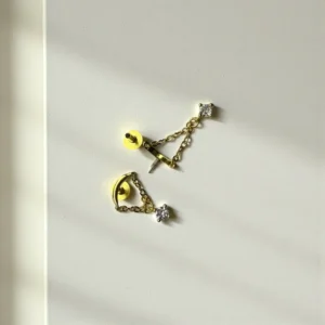 Chain Dangler Ear Studs Golden