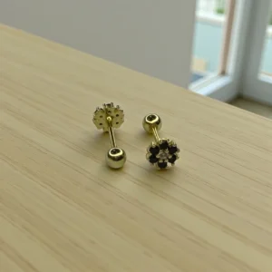 Golden Floral Ear Studs