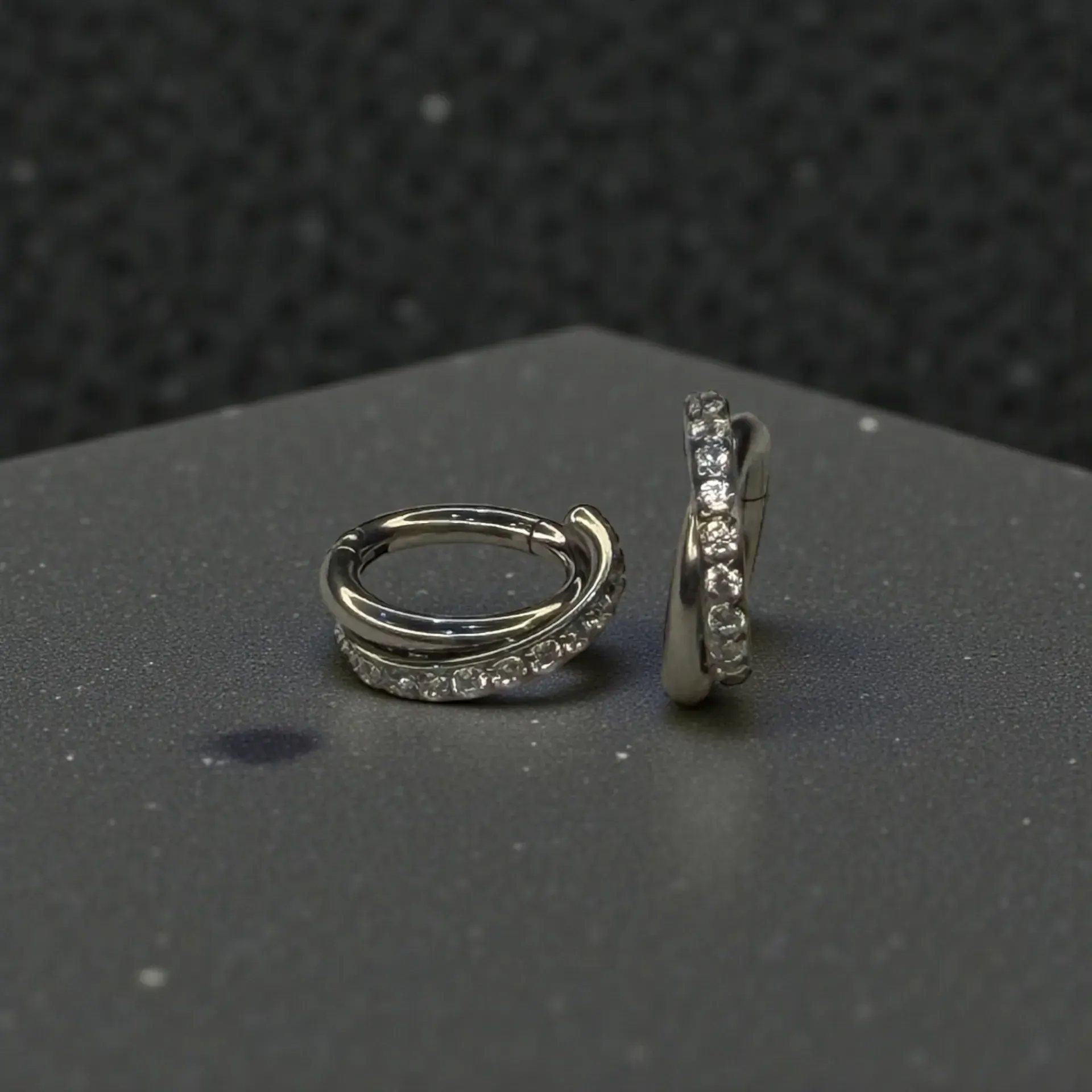 Luxury Two In One Sparking Hoops Silver