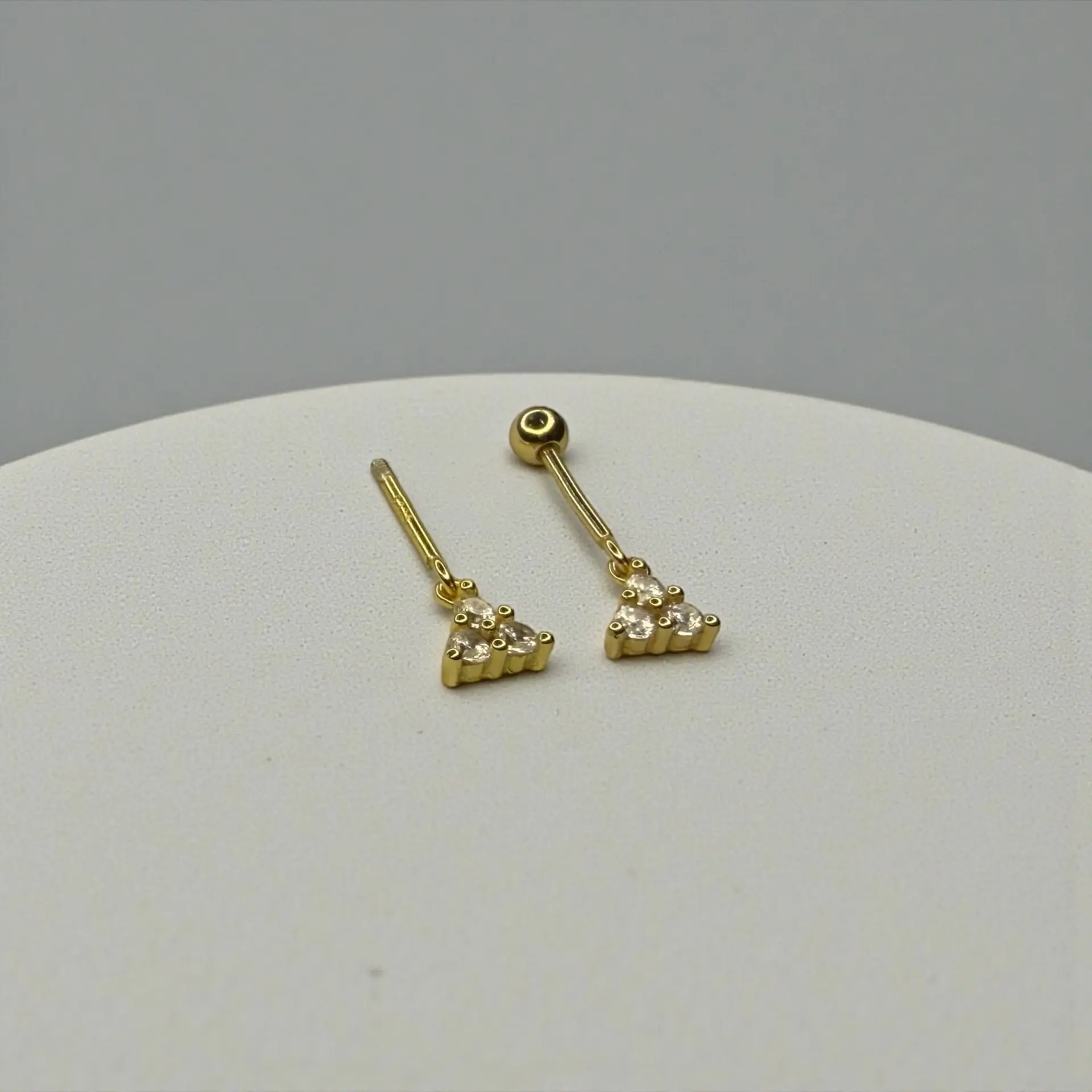 Vertical Helix Dangling Ear Studs Golden