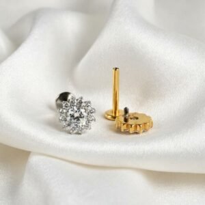 CZ Flower Internally Threaded Ear Stud by Ear Studex
