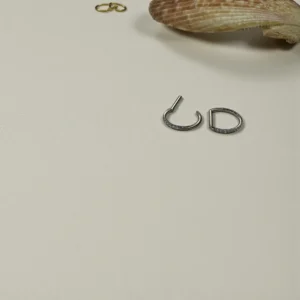 D Shape Zirconia Greyish Ear Ring