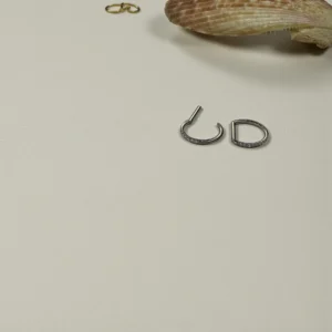 D Shape Zirconia Hoop Greyish Ring