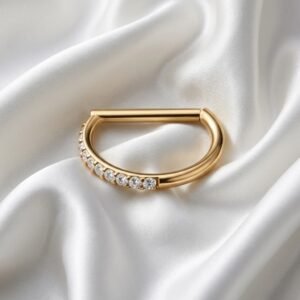 D shape hoop ring with zirconia stones, EarStudex