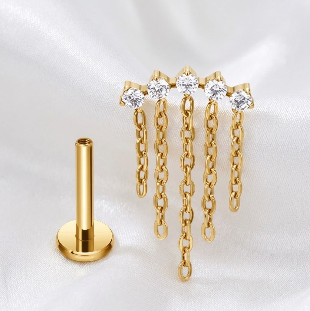 Dangling Marquis Ear Stud for Flat Helix