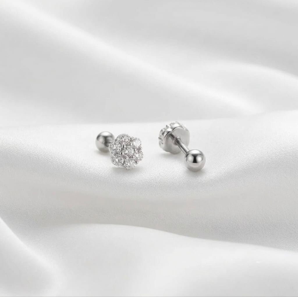 Seven Flower Tiny Zircon Studs