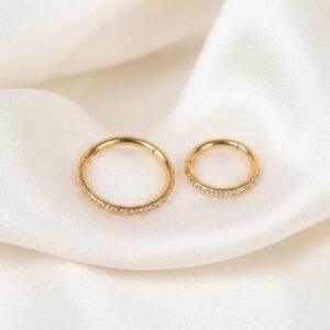 Circle charm hoop earrings with zircon stones, EarStudex
