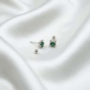 Green Geometric Green Ear Stud
