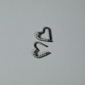 Heart Hinged Segment Hoop With Clear Zircons