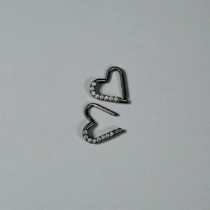 Heart Hinged Segment Hoop With Clear Zircons Ear Ring