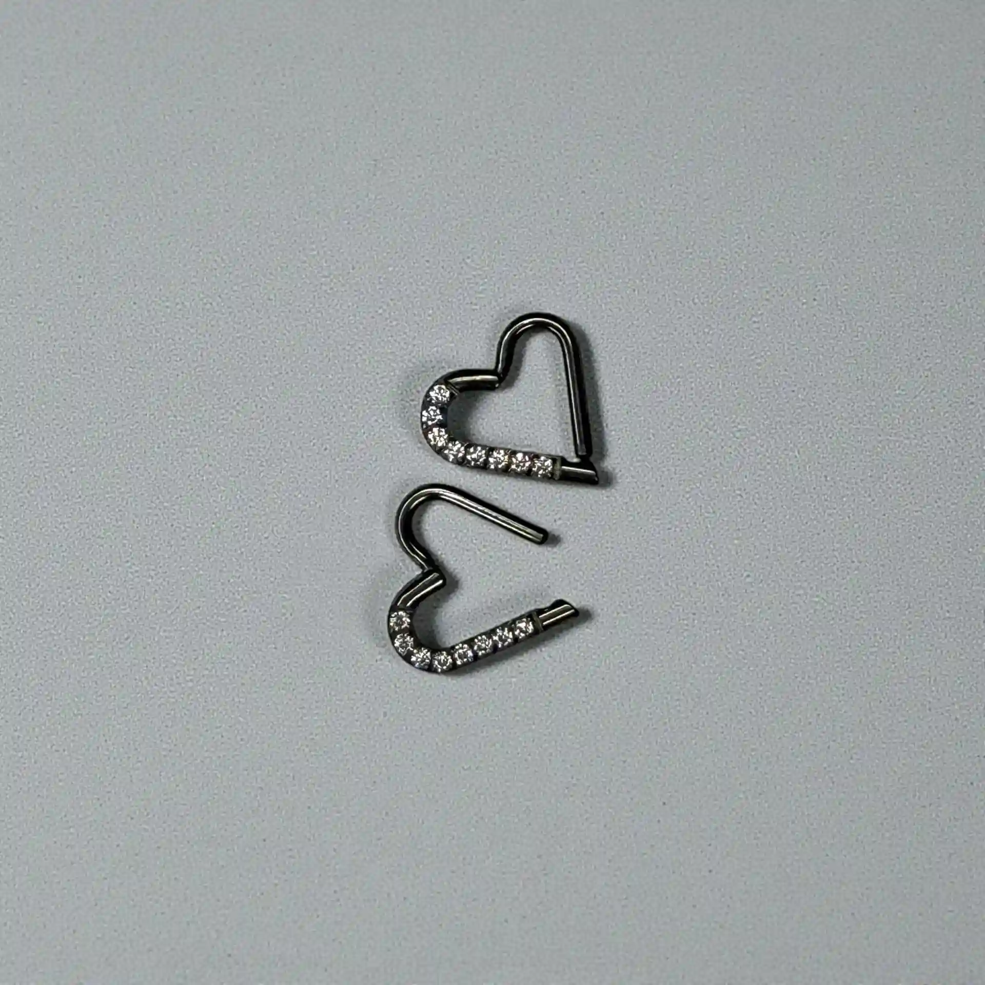 Heart Hinged Segment Hoop With Clear Zircons