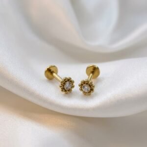 mini beaded flower ear stud