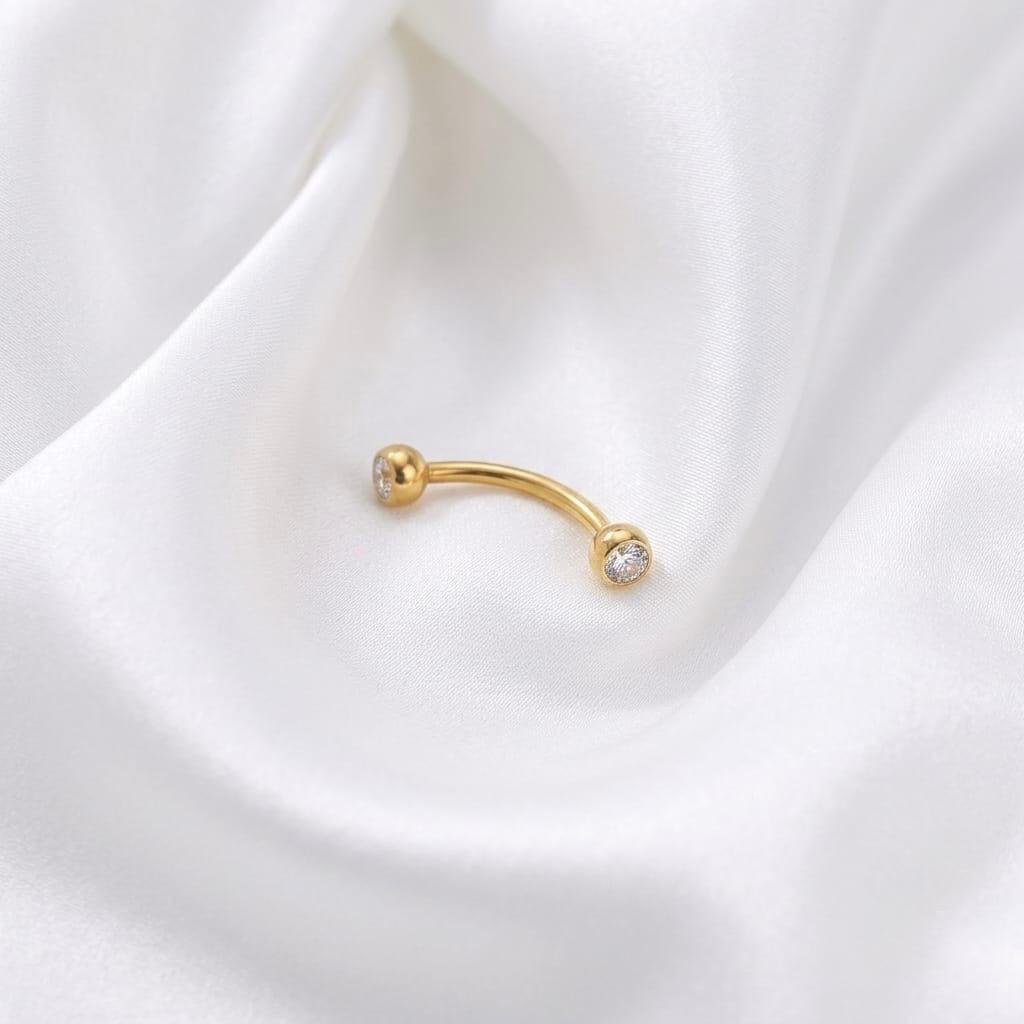 Titanium Curved Barbell with Double Crystal