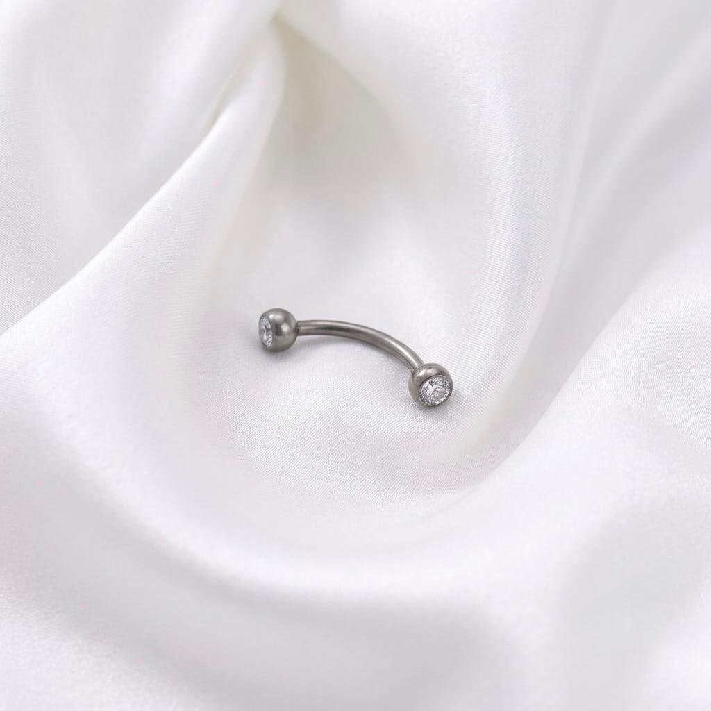 Zircons Titanium Barbell Eyebrow Stud - Image 3