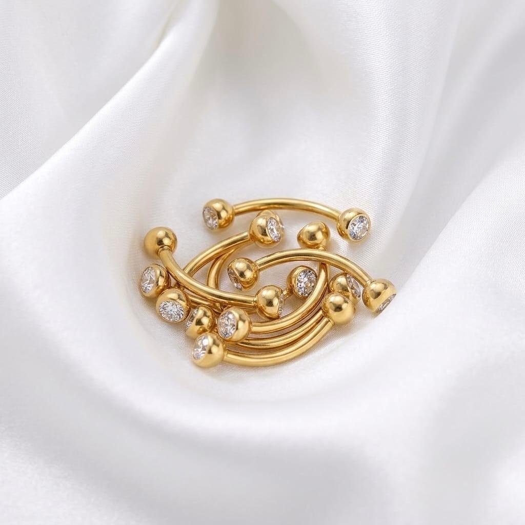Zircons Titanium Barbell Eyebrow Stud - Image 2