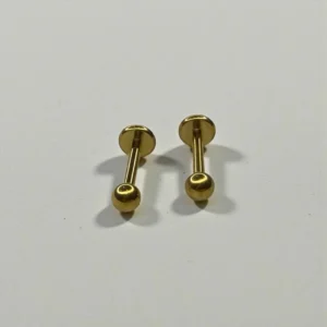 Ball flat back stud with polished metal finish and secure screw-on closure for cartilage and labret piercings.