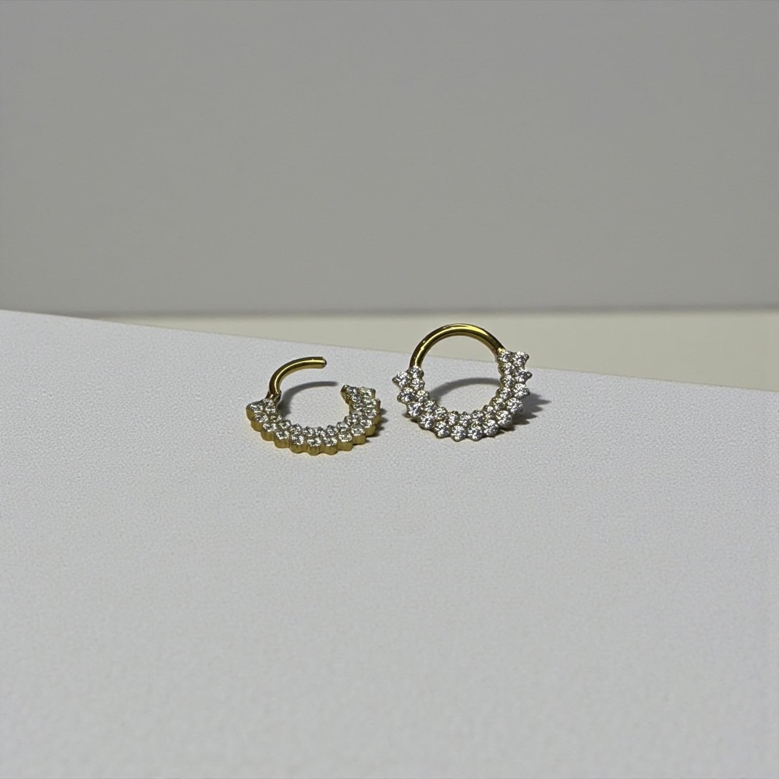 Golden Zirconia Semi Round Daith Septum Hoop - Image 2