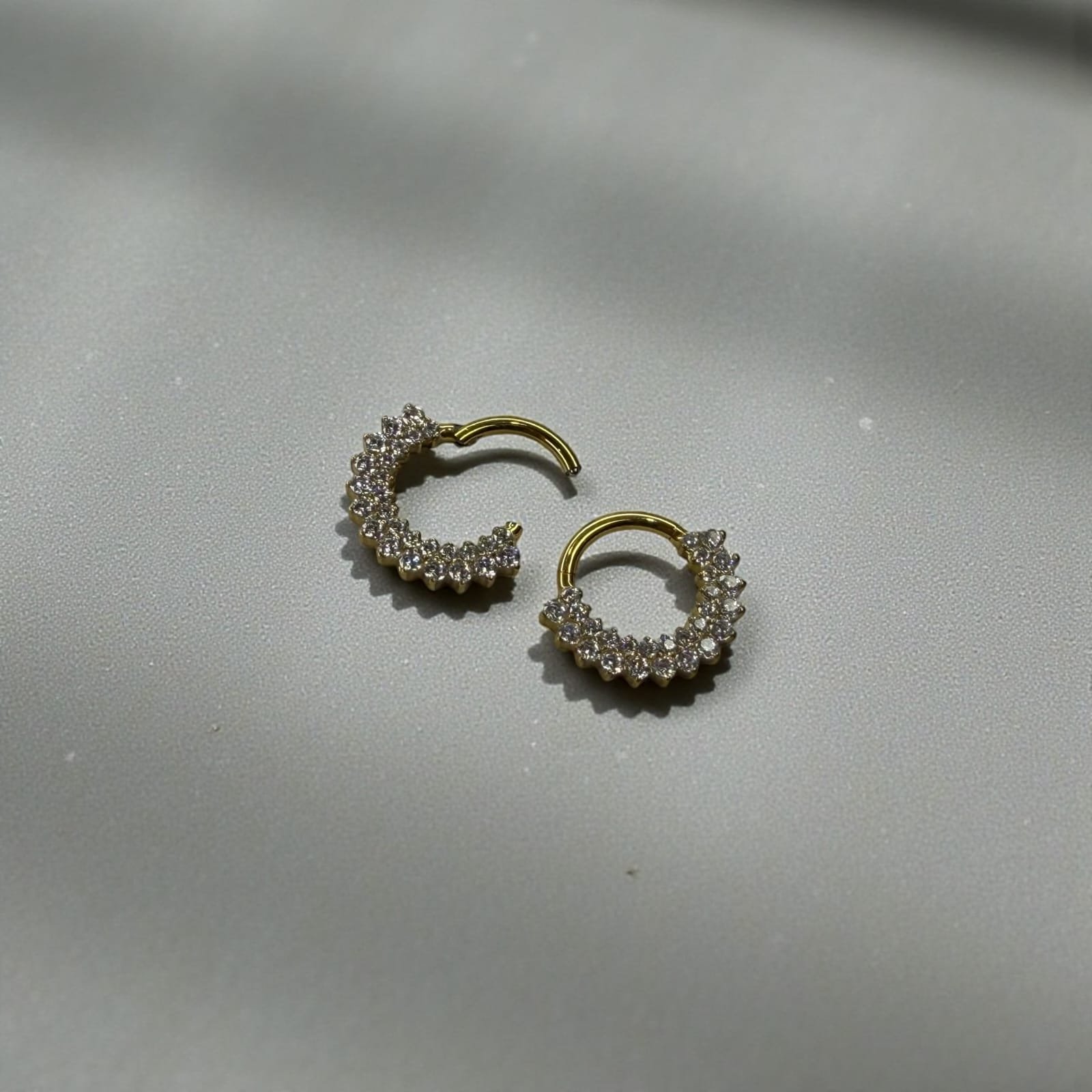 Golden Zirconia Semi Round Daith Septum Hoop