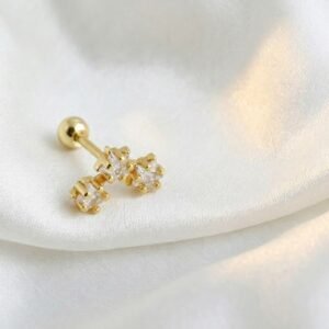 Spiral Tripple Zircon Ear Studs by EarStudex