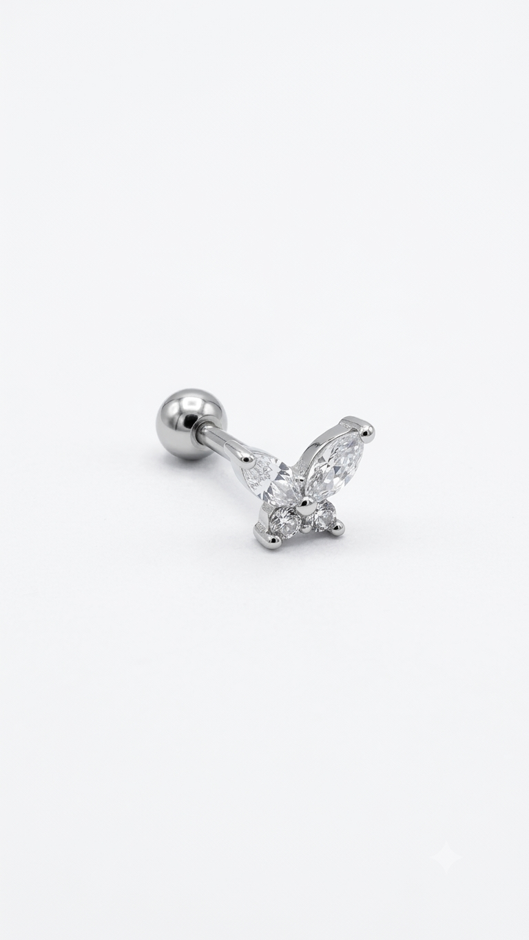 Silver Butterfly Ear Stud - Image 2