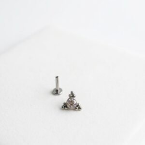Trinity Cluster Ear Stud featuring three brilliant cubic zirconia stones in hypoallergenic titanium.