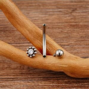 Gold Curved Barbell with Beaded Flower Crystal | EarStudex