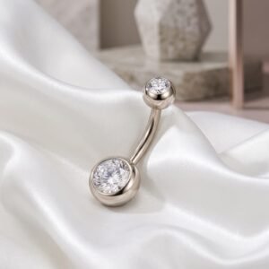 16G Titanium Belly Button Ring with Crystal | EarStudex